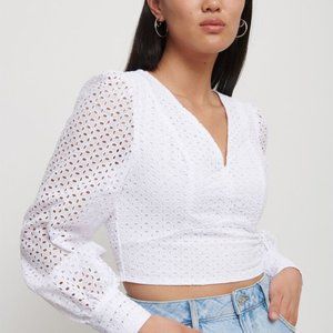 Dynamite Joey Long Sleeve Eyelet Blouse